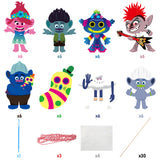 ANGOLIO 48Pack Trolls Party Themed DIY Art Craft Home Decor Cardboard Birthday Party Favor Decorations Party Games Baby Shower Photo Booth Props Party Supplies for Kids Adults