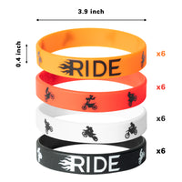 24Pcs Dirt Bike Theme Party Bracelets Soft Motocross Rubber Wristband Sport Stretch Dress Up Accessories Birthday Gift Favor Goodie Bag Stuffers for Motocross Themed Kids Boys