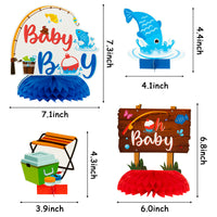 12Pcs Blue Baby Shower Party Centerpieces for Boys, Gone Fishing Fish Gender Reveal Table Topper for Newborn Baby Party Favors , Double Sided It’s a Boy Blue Topper Party Photo Booth Props