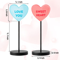 4PCS Valentine's Day Table Decoration Wooden Tabletop Centerpiece Sign, Candy Heart-Shaped Double-Sided Design Tall Standing Block Set, Propose Marriage Wedding Anniversary Party Supplies Decorations