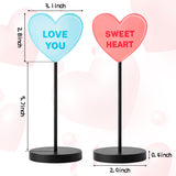 4PCS Valentine's Day Table Decoration Wooden Tabletop Centerpiece Sign, Candy Heart-Shaped Double-Sided Design Tall Standing Block Set, Propose Marriage Wedding Anniversary Party Supplies Decorations