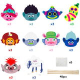 ANGOLIO 30Pack Trolls Paper Card Centerpiece Kit Table Toppers Paper World Tour Themed Birthday Party Favor Decorations Baby Shower Desk Topper Party Supplies for Kids Adults