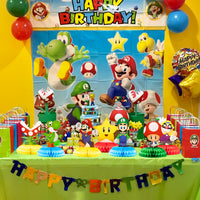 ANGOLIO Mario Brothers Honeycomb Centerpieces, 7 Pcs Luigi Centerpiece Kit Wario Table Topper for Birthday Party Decoration, Kinopio Double Sided Cake Topper Party Supplies for Kids, Photo Booth Props