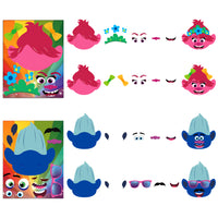 ANGOLIO 36Pcs Trolls Make a Face Stickers for Kids, DIY Poppy Face Sticker Fun DIY Project Kids Craft Game Trolls World Tour Party Supplies Baby Shower Game Birthday Party Gift Kids Room Decoration