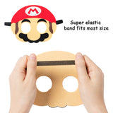 ANGOLIO 12Pcs Mario Felt Masks Themed Party Supplies Birthday Wario Party Favors Dress Up Costumes Mask Photo Booth Prop Cartoon Character Cosplay Pretend Play Accessories Gift for Kids Boys Girls