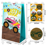 24 PCS Monster Truck Theme Truck Party Paper Gift Bags for Monster Truck Lovers Party Supplies Birthday Party Decorations - Party Favor Goody Treat Candy Bags for Game Kids Adults Birthday Party Christmas NewYear Gift