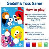 ANGOLIO Elmo Toss Game with 4 Bean Bags Sesame Beanbag Toss Game Outdoor Indoor Elmo Cookie Monster Birthday Party Supplies Decorations Sesame Theme Party Game Carnival Game for Kids and Adults