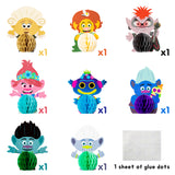 Trolls Honeycomb Centerpieces, 8PCS Table Topper for Birthday Party Decoration, Double Sided Cake Topper Party Favor, Party Supplies for Kids, Photo Booth Props