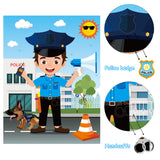 Police Pin the Tail Games Party Supplies Pin the Handcuffs Badge on the Police Poster Birthday Collection Favor Baby Shower Background Game Accessories for Kids ( Includes 2 Blindfolds )