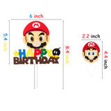 ANGOLIO 49Pcs Mario Brothers Cake Toppers, Wario Themed Party Cake Decorations, Happy Birthday Cake Topper and Cardstock, Luigi Cupcake Toppers, Kids Birthday Decoration Baby Shower Party Supplies