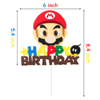 ANGOLIO Mario Birthday Cake Toppers Themed Birthday Party Favor Cupcakes Topper Video Game Birthday Decoration Baby Shower Wario Party Supplies Cakes Deserts Fruits Accessories Photo booth