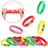 ANGOLIO 24Pcs Mario Brothers Bracelet Luigi Silicone Bracelet Wario Rubber Wristbands Kinopio Stretch Wristbands Party Favors Video Games Fans Decoration for Kids