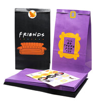 ANGOLIO 24 PCS Goodie Bags, Friends Themed Treat Bags with Stickers Candy Bags Decoration Party Pack Loot Bag Party Supplies Gift Storage Bags (Purple & Black)