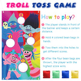 ANGOLIO Toss Game Trolls Toss Games with 4 Bean Bags Fun Throwing Game Banner Trolls Backdrop Kit Summer Party Supplies Great Themed Party Acticities Carnival Favors Group Sports