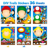 ANGOLIO 36PCS Make a Face Stickers Mario Brothers Party Supplies Face Sticker Party Favors Mixed and Matched with 6 Designs Fantasy Characters Make Your Own Stickers Gifts Rewards Art Craft for Kids