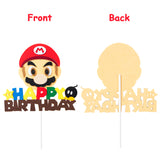 ANGOLIO Mario Birthday Cake Toppers Themed Birthday Party Favor Cupcakes Topper Video Game Birthday Decoration Baby Shower Wario Party Supplies Cakes Deserts Fruits Accessories Photo booth