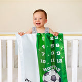 4Pcs Baby Boy Monthly Milestone Blanket Photo Props,Peach Velvet Blanket Printed Numbers And Football Pattern MVP Newborn Growth Photography Sports Month Blanket Suitable For Baby Mother Birthday Gift