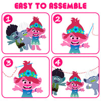 ANGOLIO 48Pack Trolls Party Themed DIY Art Craft Home Decor Cardboard Birthday Party Favor Decorations Party Games Baby Shower Photo Booth Props Party Supplies for Kids Adults