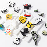 Halloween Shoe Decoration Charms for Wristband with Holes,Pin the Cute Halloween Character Charms for Kids Adult Halloween Party Favor (Candy, Letter "B", Eyes, Skeletons, Ghosts with Luminous Light)