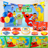 ANGOLIO Sesame Photo Booth Props Photography Backdrops, 5x3ft Sesame Photo Door Banner, Elmo Cookie Monster Banner with Rope, Sesame Themed Party Decoration Supplies Party Favors for Kids