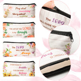 8 Pieces Inspirational Quote Bible Verse Pencil Pouch, Christian Floral Bible Pencil Case Gift Canvas Cosmetic Bags with Zipper, Student Study Journaling Supplies School Office Stationery Bags