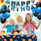 48Pcs Outer Space Party Decoration Kit, All-In-One Pack Party Supplies Include Outer Space Party Balloon,Banner,Tablecloth,Cupcake Topper,Birthday Cake Topper Decorations Outer Space Decor Fit For Boys Kids Birthday Gift