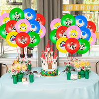 ANGOLIO 52Pcs Party Balloons Mario Balloons Wario Latex Helium Balloons Luigi Party Decoration Red Green Yellow Pink Blue Balloons Favors for Boys Girls