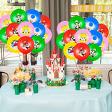 ANGOLIO 52Pcs Party Balloons Mario Balloons Wario Latex Helium Balloons Luigi Party Decoration Red Green Yellow Pink Blue Balloons Favors for Boys Girls