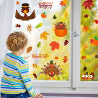 ANGOLIO 201Pcs Thanksgiving Window Clings, 10 Sheets Fall Maple Decals Stickers Thanksgiving Window Clings Harvest Autumn Leaves Party Decor Supplies for School Home Office Decorations