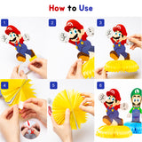 ANGOLIO Mario Brothers Honeycomb Centerpieces, 7 Pcs Luigi Centerpiece Kit Wario Table Topper for Birthday Party Decoration, Kinopio Double Sided Cake Topper Party Supplies for Kids, Photo Booth Props