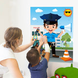 Police Pin the Tail Games Party Supplies Pin the Handcuffs Badge on the Police Poster Birthday Collection Favor Baby Shower Background Game Accessories for Kids ( Includes 2 Blindfolds )