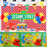 ANGOLIO Sesame Photo Booth Props Photography Backdrops, 5x3ft Sesame Photo Door Banner, Elmo Cookie Monster Banner with Rope, Sesame Themed Party Decoration Supplies Party Favors for Kids