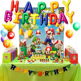 ANGOLIO 45Pcs Mario Brothers Party Supplies Kinopio Party Decorations Kit All-in-One Pack Include Party Balloons Birthday Cake Topper Party Favor Photo Booth Prop for Boys Girls