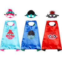 ANGOLIO 3 Pcs Trolls Capes with Masks Dress up Costumes Halloween Christmas Cosplay Festival Birthday Party Favors for Kids