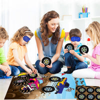 Monster Truck Pin The Tail Games Party Supplies Pin The Wheels on The Monster Truck Poster Birthday Collection Favor Baby Shower Background Game Accessories for Kids ( Includes 2 Blindfolds )