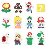 ANGOLIO 5D DIY Diamond Painting Kits 12PCS Mario Themed Stick Full Drill Diamonds Paintings by Number Shine Sparkle Mosaic Stickers DIY Handmade Art Craft Rhinestone Role Stikcers for Kids