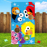 ANGOLIO Elmo Toss Game with 4 Bean Bags Sesame Beanbag Toss Game Outdoor Indoor Elmo Cookie Monster Birthday Party Supplies Decorations Sesame Theme Party Game Carnival Game for Kids and Adults